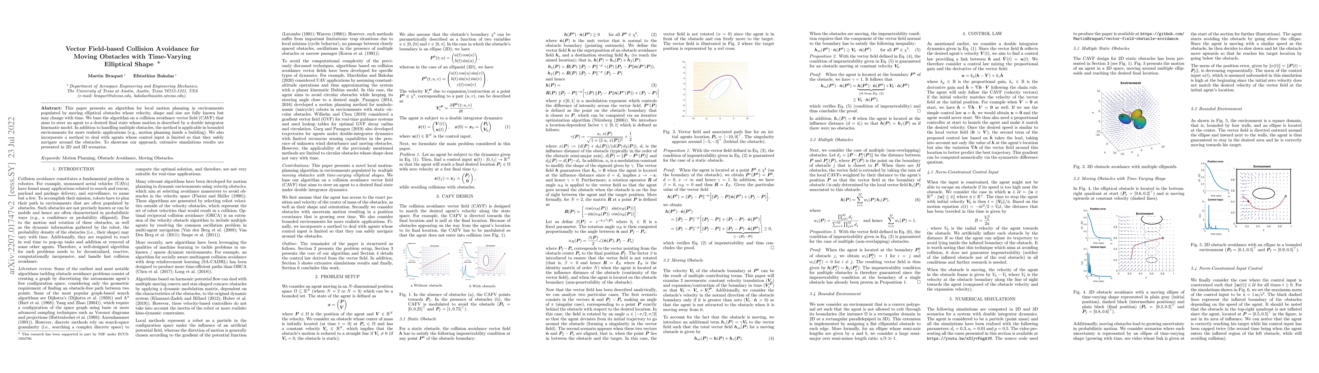 Thumbnail for Vector Field-based Collision Avoidance for Moving Obstacles with
  Time-Varying Elliptical Shape