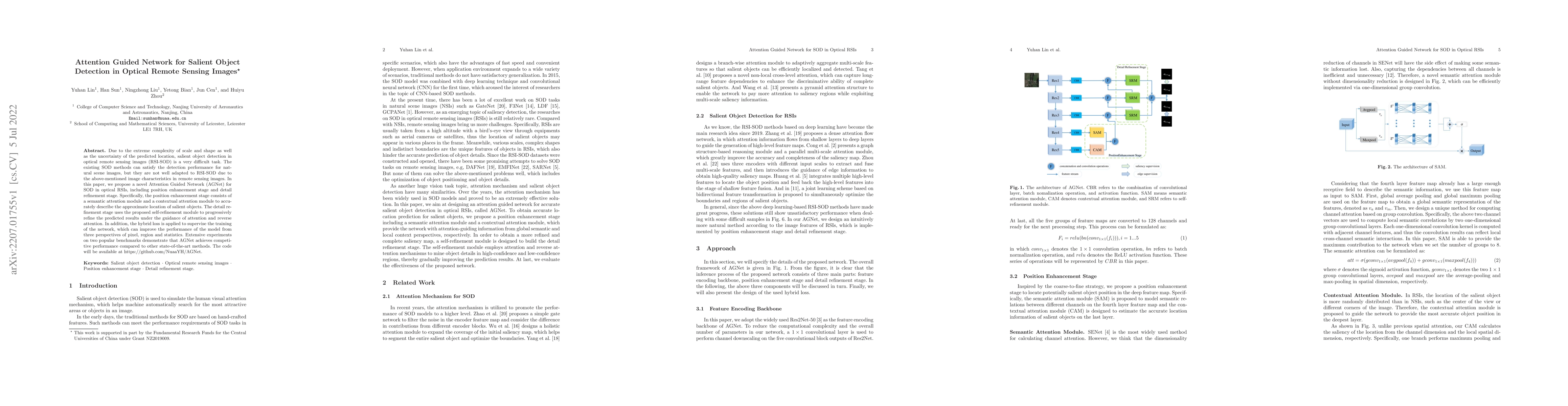 Thumbnail for Attention Guided Network for Salient Object Detection in Optical Remote
  Sensing Images