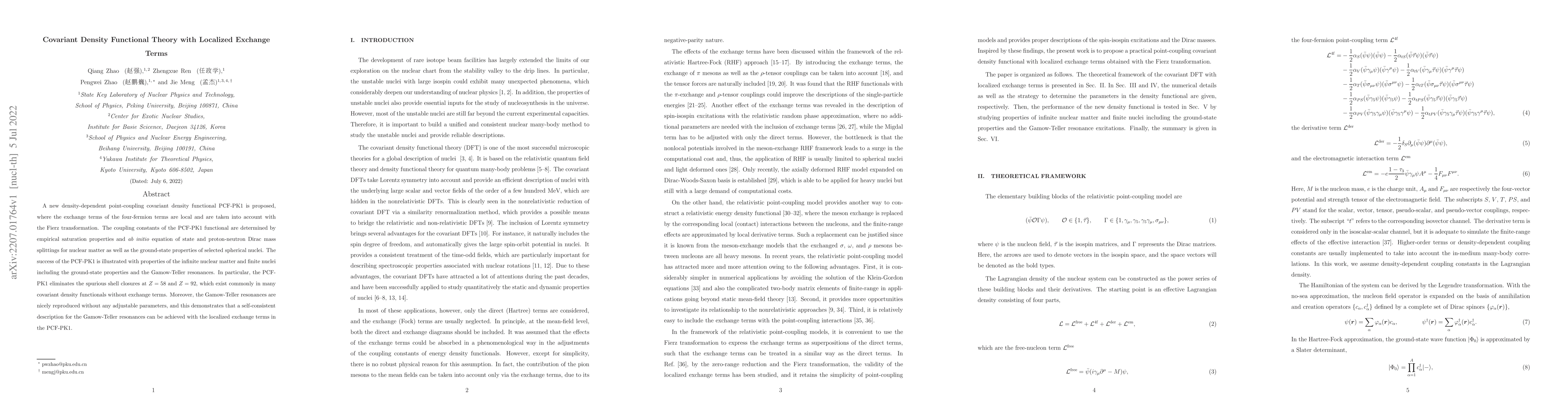Thumbnail for Covariant Density Functional Theory with Localized Exchange Terms