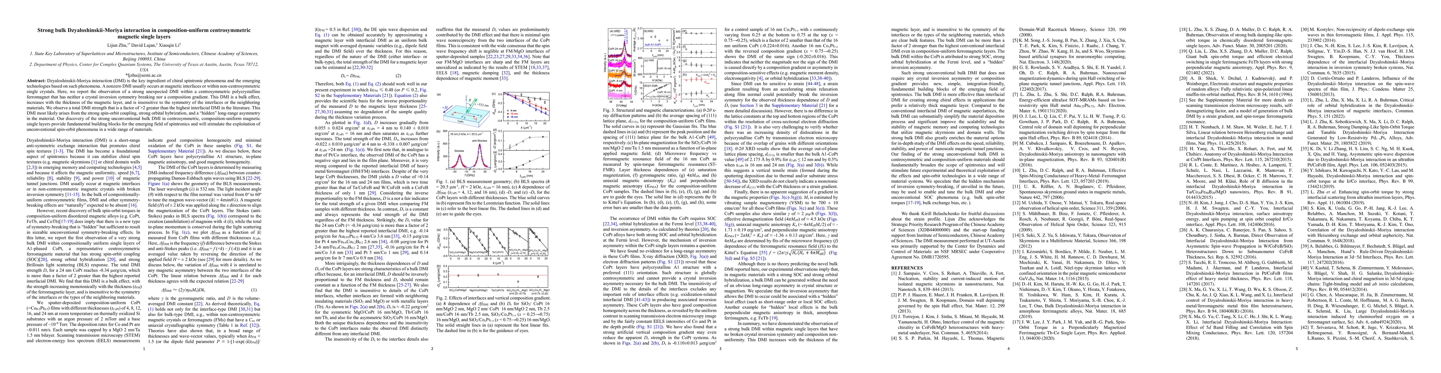 Thumbnail for Strong bulk Dzyaloshinskii-Moriya interaction in composition-uniform
  centrosymmetric magnetic single layers