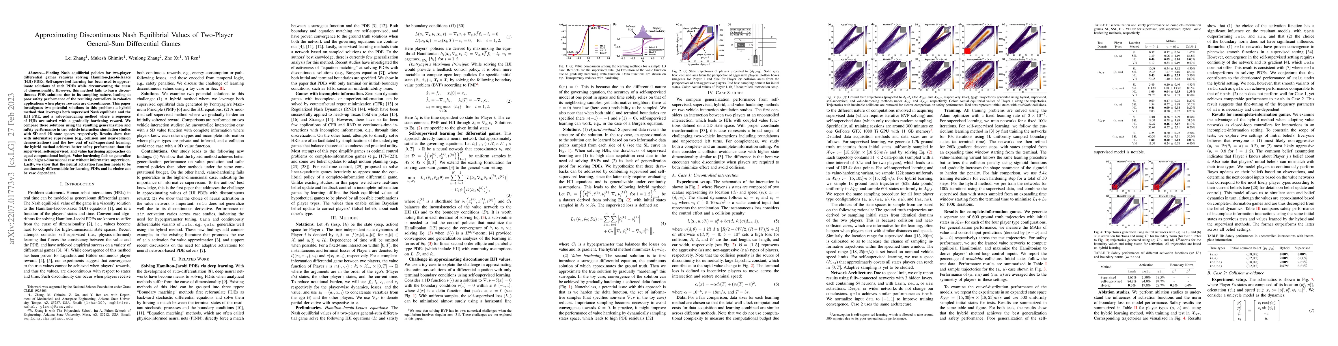 Thumbnail for Approximating Discontinuous Nash Equilibrial Values of Two-Player
  General-Sum Differential Games