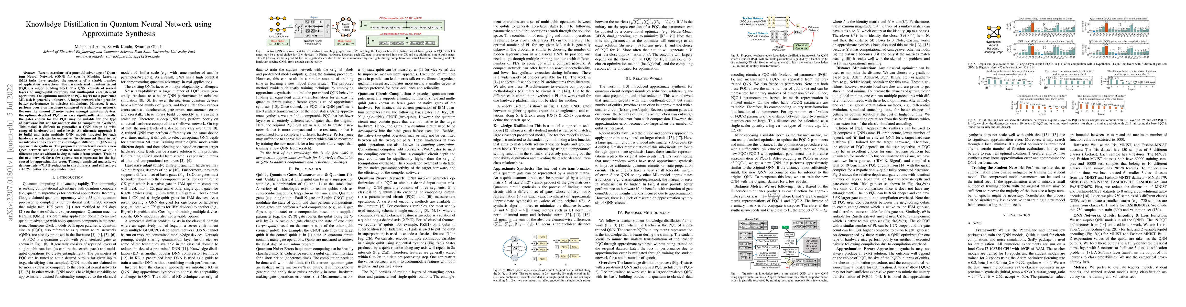 Thumbnail for Knowledge Distillation in Quantum Neural Network using Approximate
  Synthesis