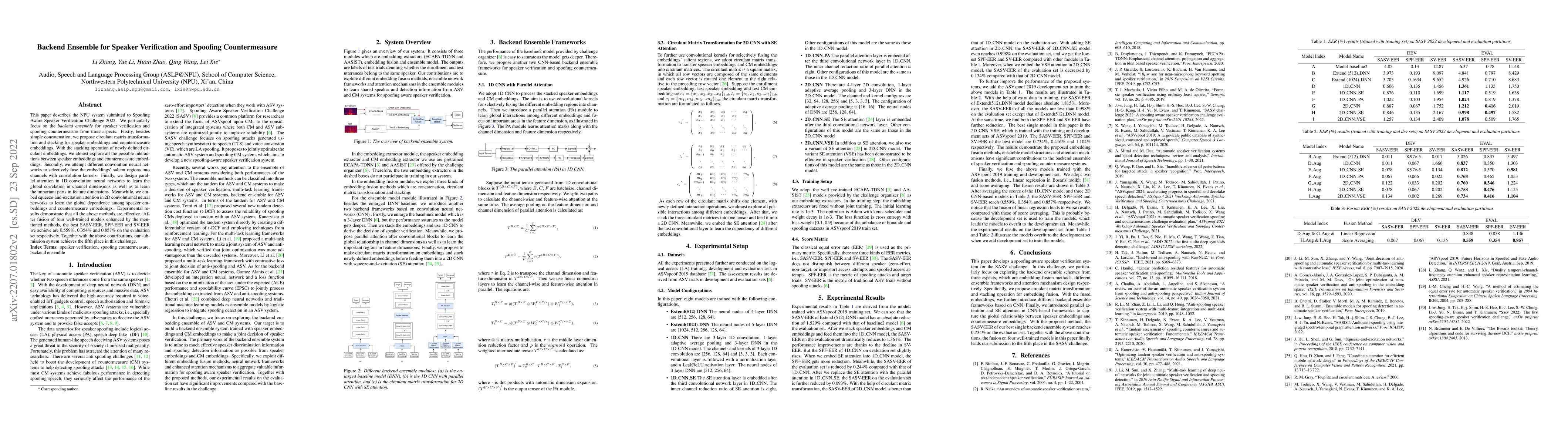 Thumbnail for Backend Ensemble for Speaker Verification and Spoofing Countermeasure
