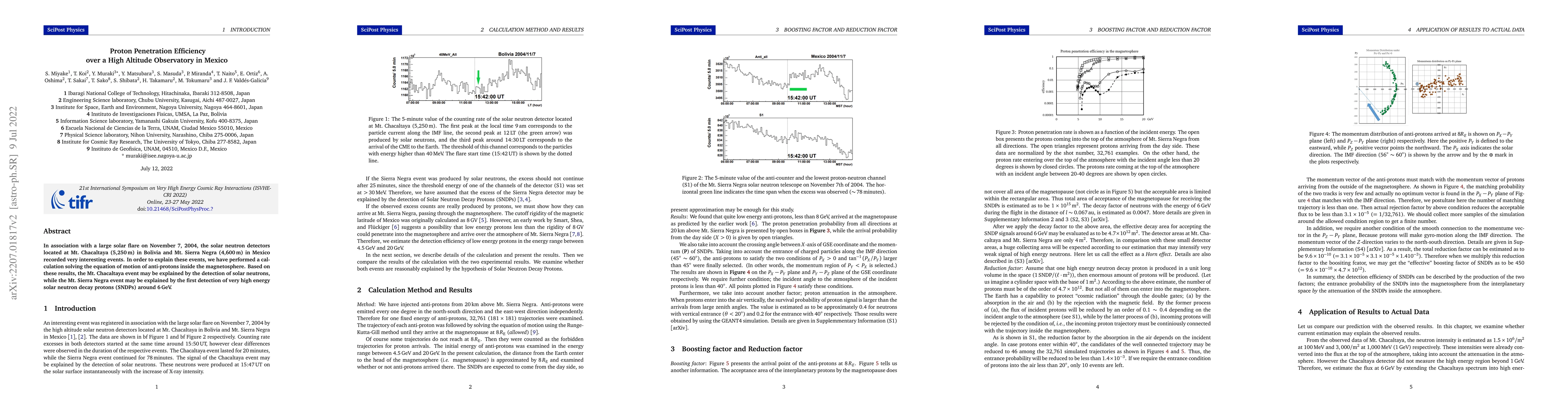 Thumbnail for Proton Penetration Efficiency over a High Altitude Observatory in Mexico