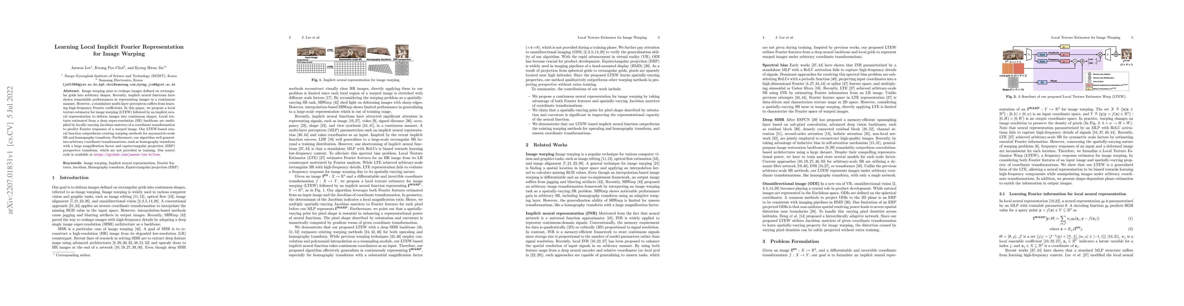 Thumbnail for Learning Local Implicit Fourier Representation for Image Warping