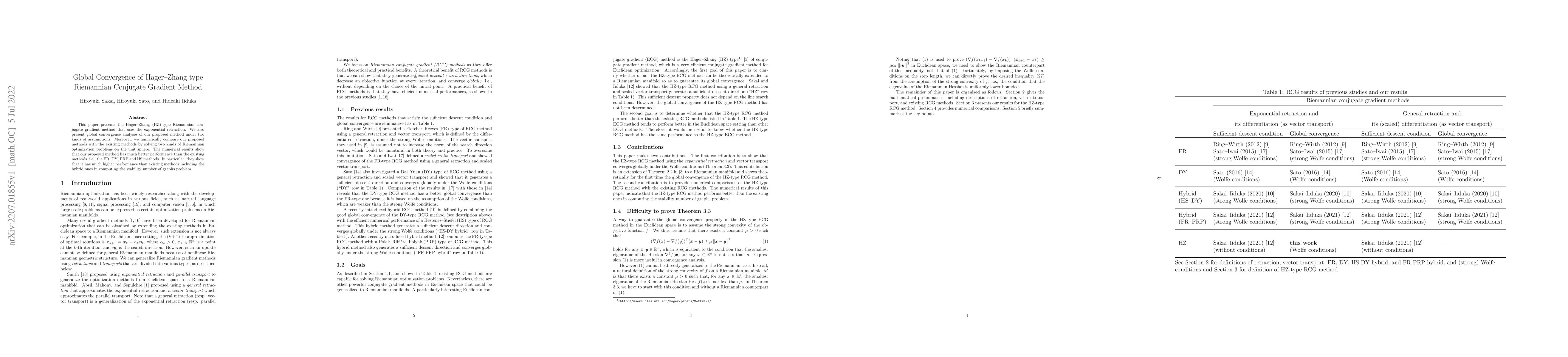 Thumbnail for Global Convergence of Hager-Zhang type Riemannian Conjugate Gradient
  Method