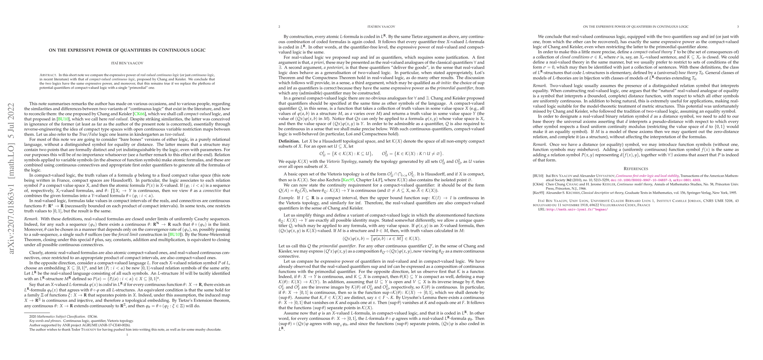 Thumbnail for On the expressive power of quantifiers in continuous logic