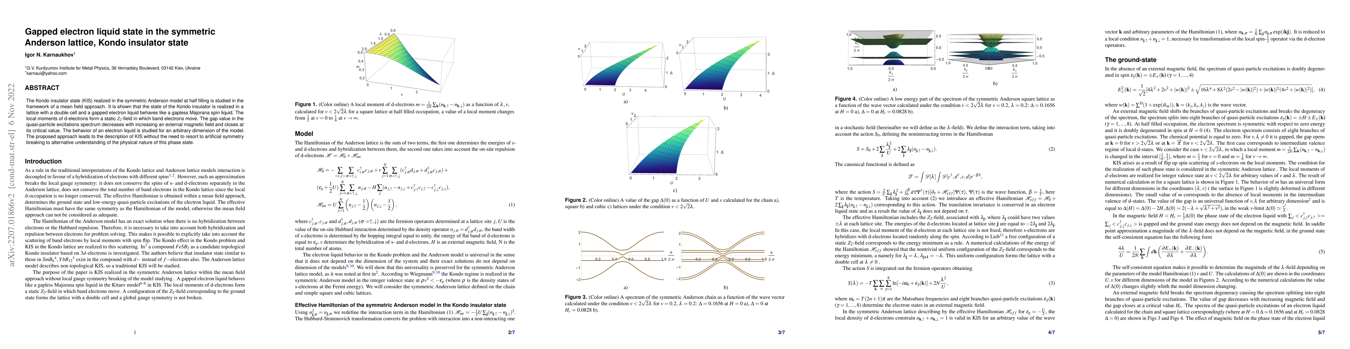 Thumbnail for Gapped electron liquid state in the symmetric Anderson lattice, Kondo
  insulator state