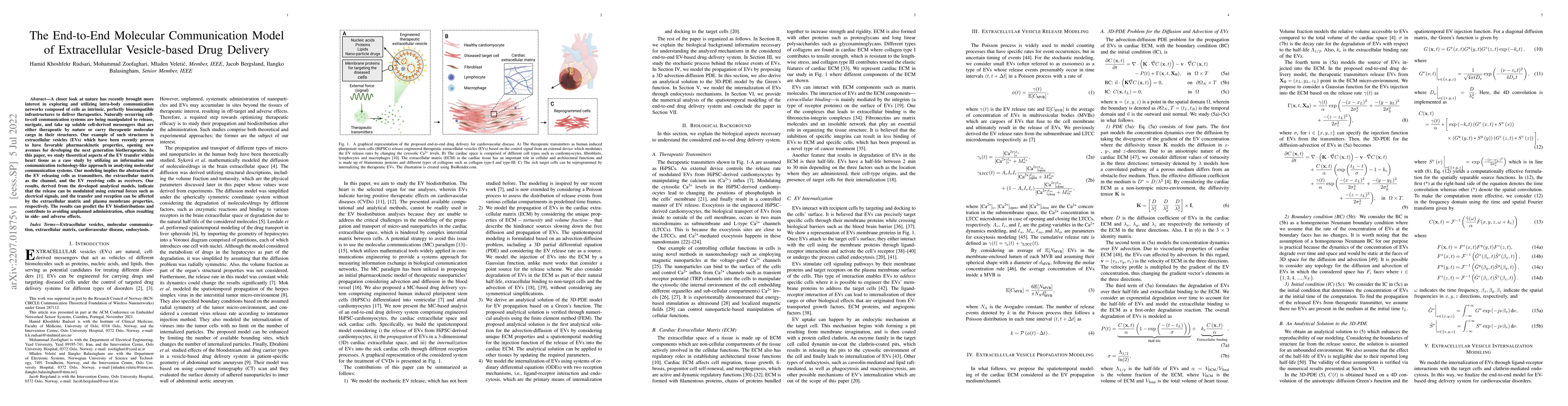 Thumbnail for The End-to-End Molecular Communication Model of Extracellular
  Vesicle-based Drug Delivery