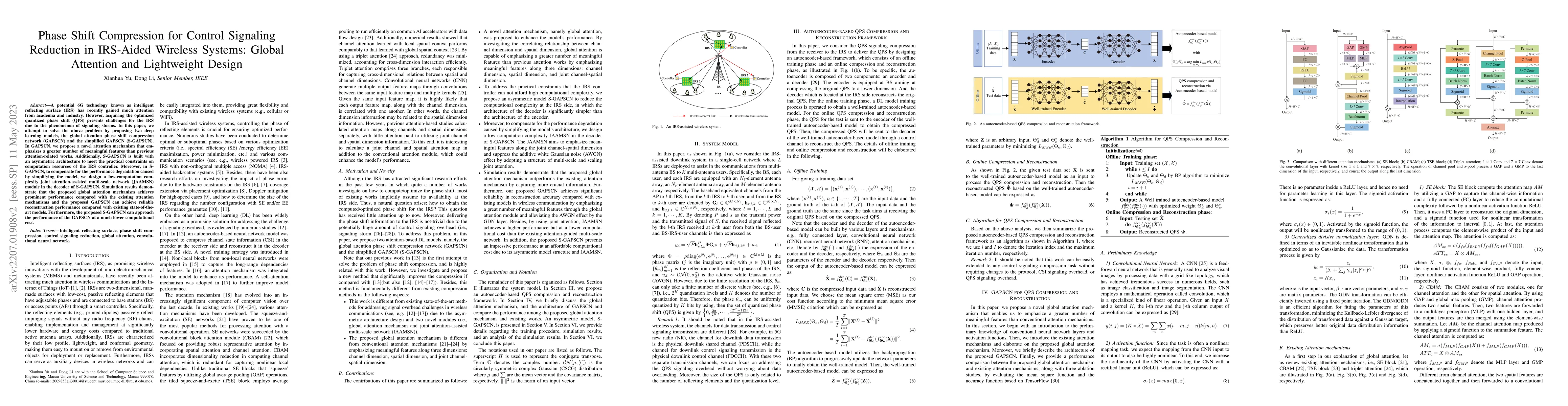 Thumbnail for Phase Shift Compression for Control Signaling Reduction in IRS-Aided
  Wireless Systems: Global Attention and Lightweight Design