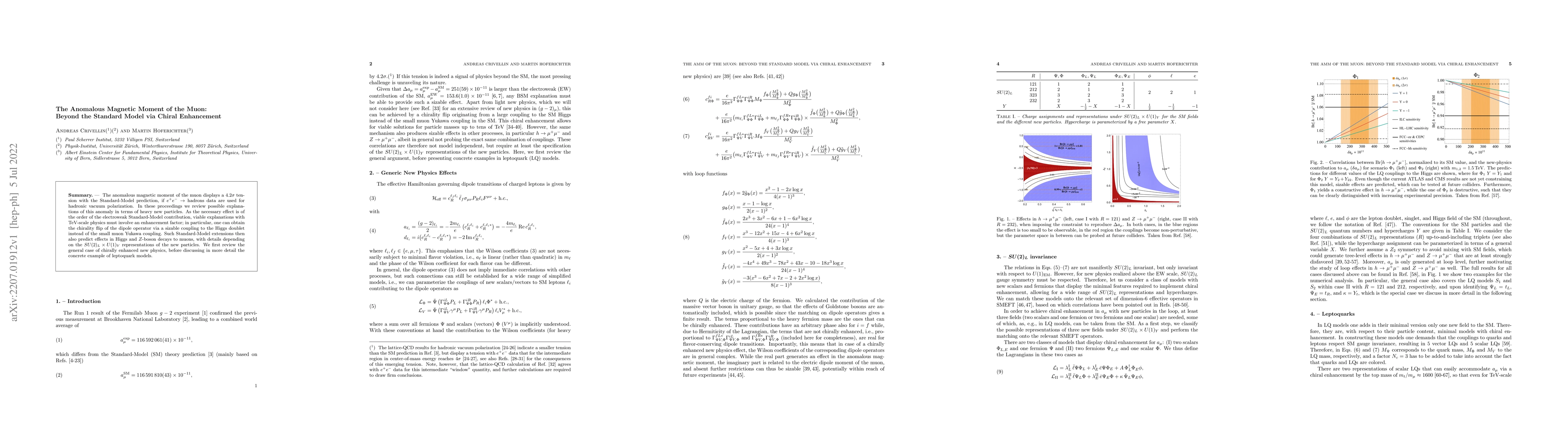 Thumbnail for The Anomalous Magnetic Moment of the Muon: Beyond the Standard Model via
  Chiral Enhancement