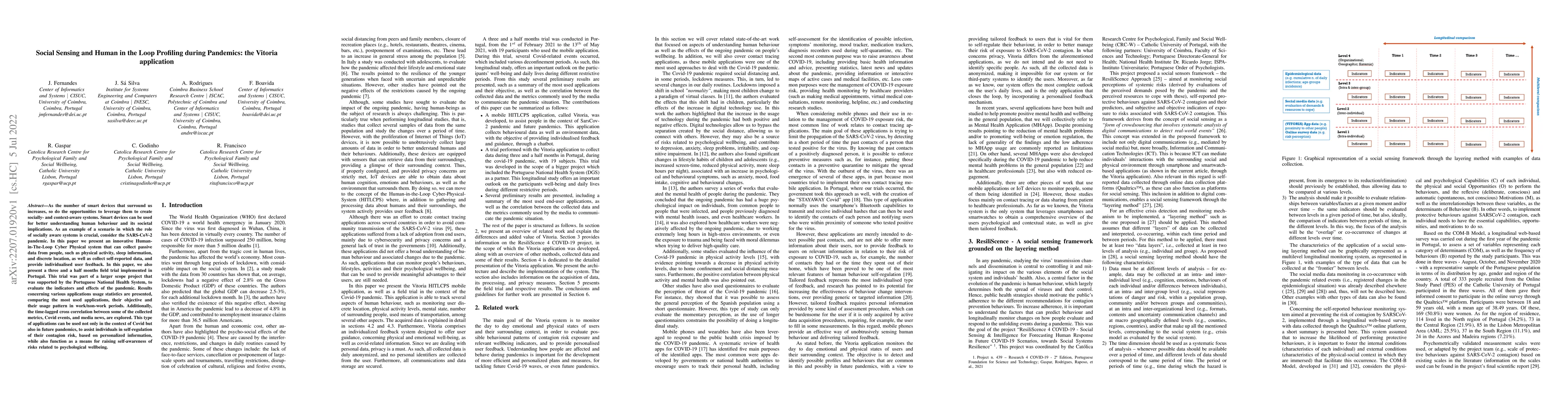 Thumbnail for Social Sensing and Human in the Loop Profiling during Pandemics: the
  Vitoria application