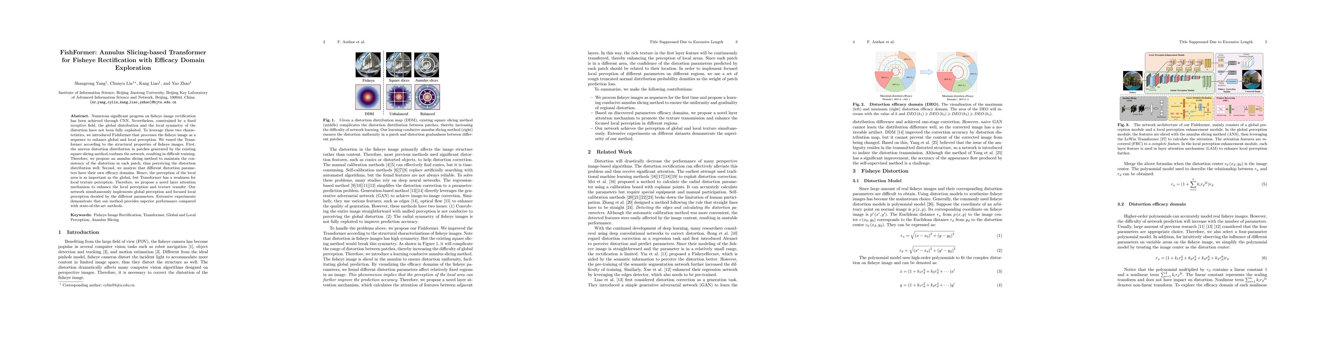 Thumbnail for FishFormer: Annulus Slicing-based Transformer for Fisheye Rectification
  with Efficacy Domain Exploration