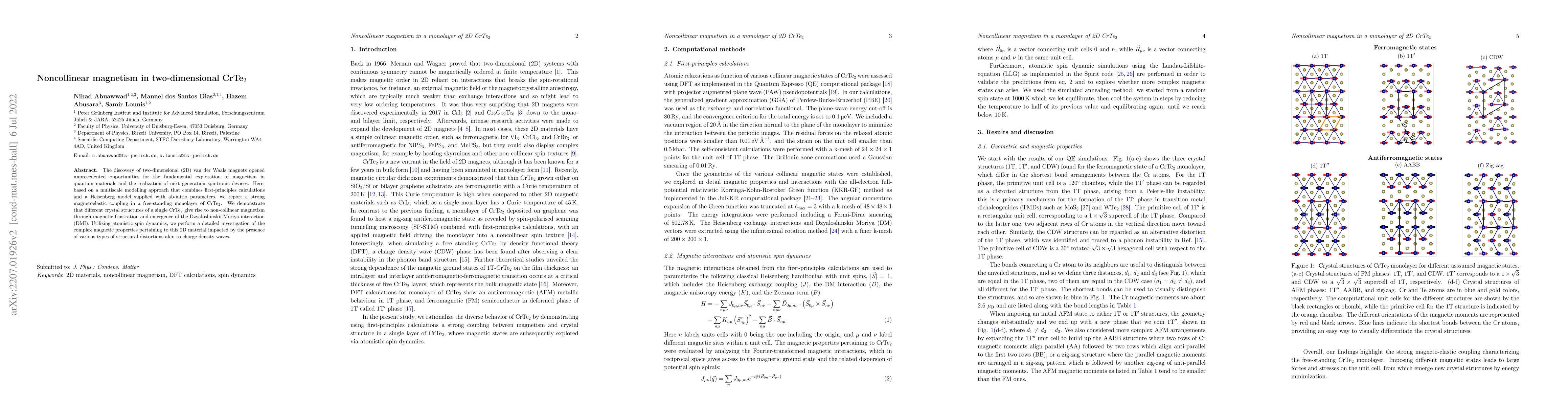 Thumbnail for Noncollinear magnetism in two-dimensional CrTe$_2$