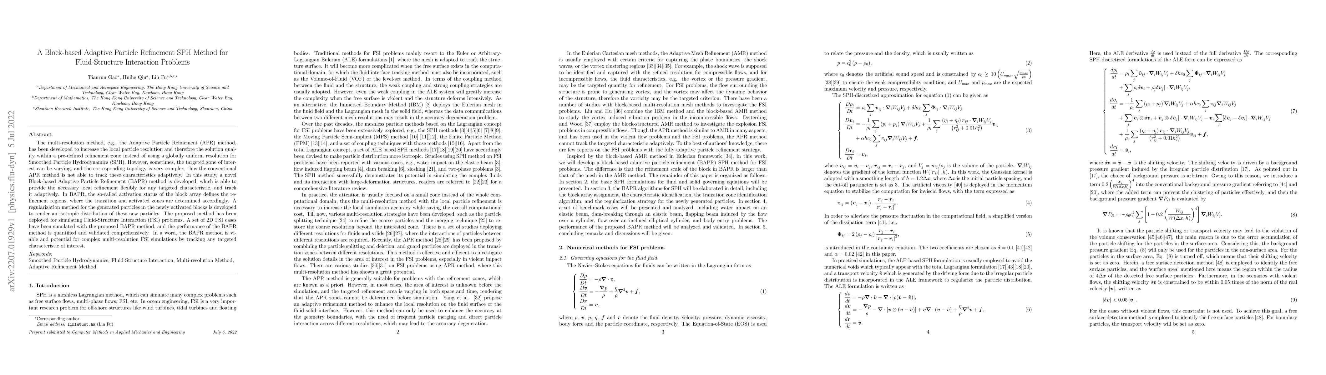 Thumbnail for A Block-based Adaptive Particle Refinement SPH Method for
  Fluid-Structure Interaction Problems