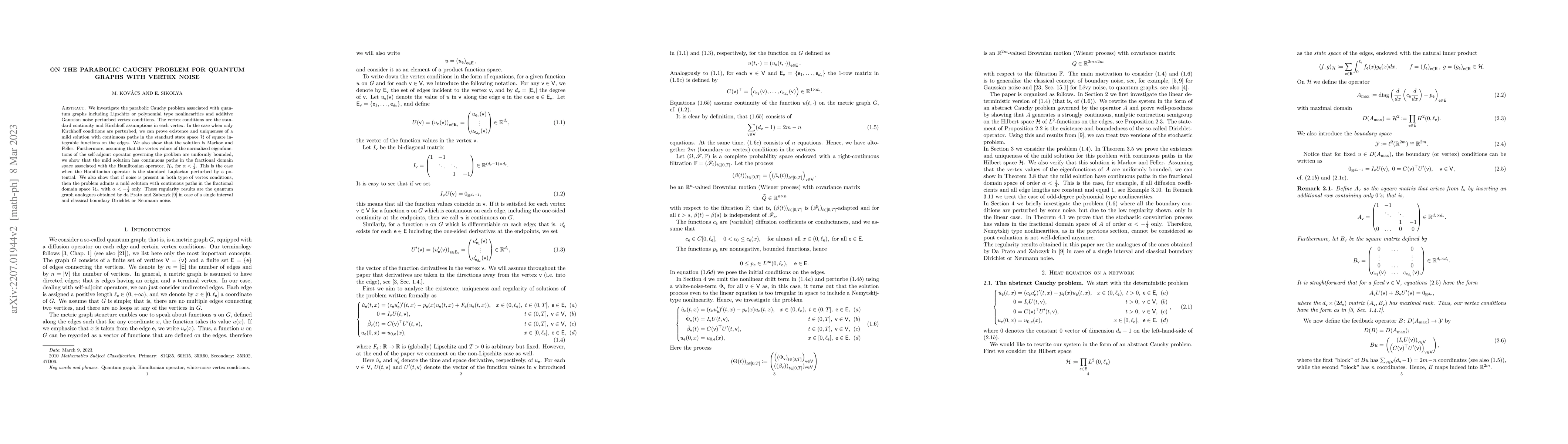 Thumbnail for On the parabolic Cauchy problem for quantum graphs with vertex noise