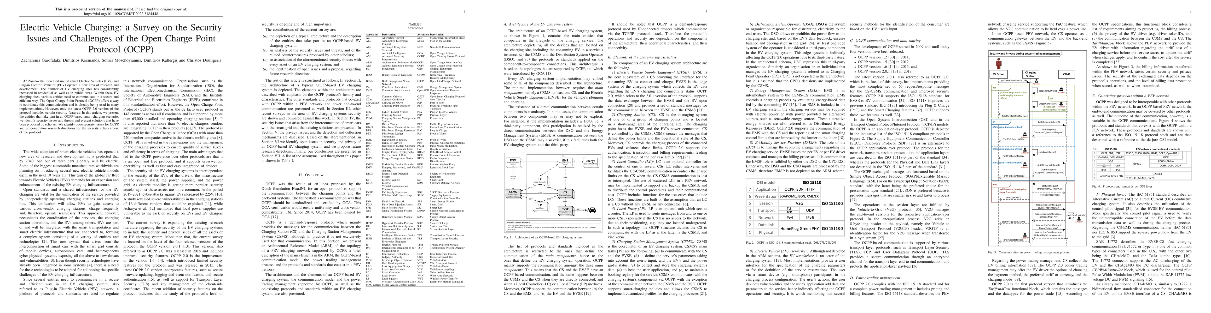 Thumbnail for Electric Vehicle Charging: a Survey on the Security Issues and
  Challenges of the Open Charge Point Protocol (OCPP)