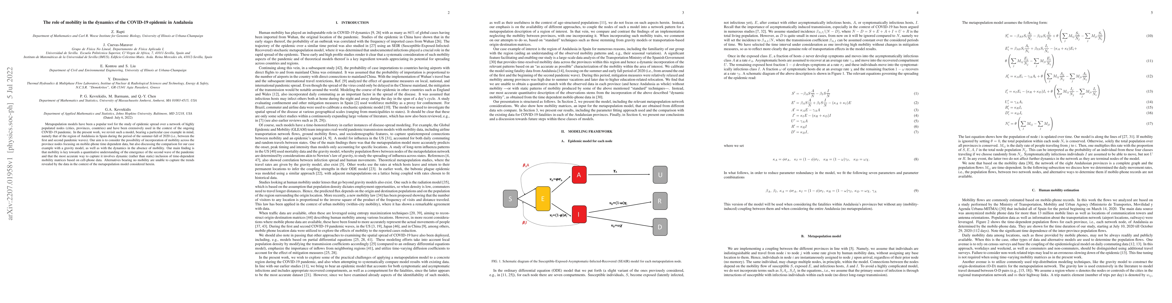 Thumbnail for The role of mobility in the dynamics of the COVID-19 epidemic in
  Andalusia