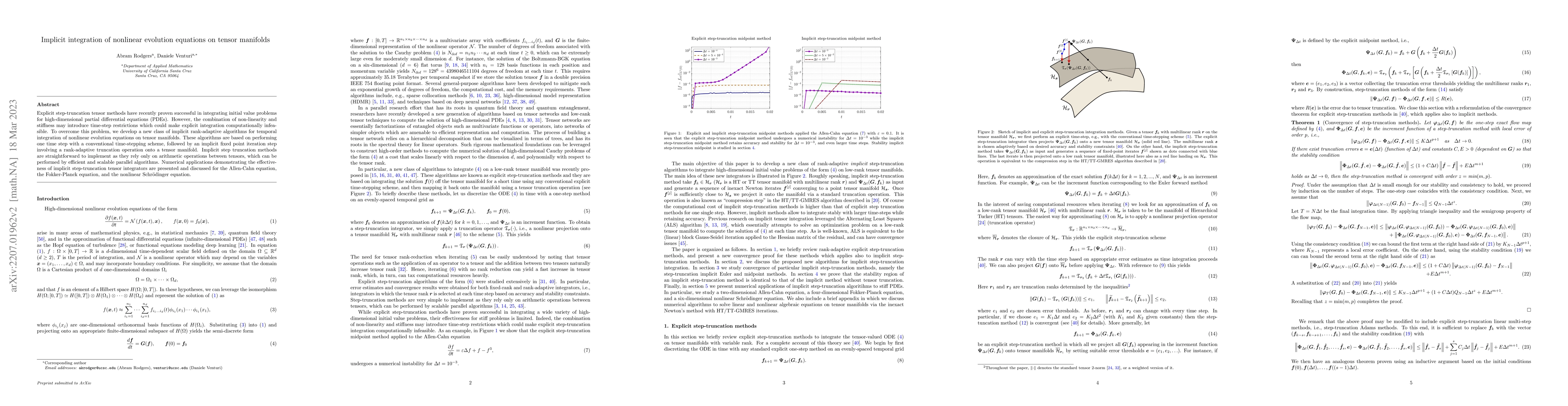 Thumbnail for Implicit integration of nonlinear evolution equations on tensor
  manifolds