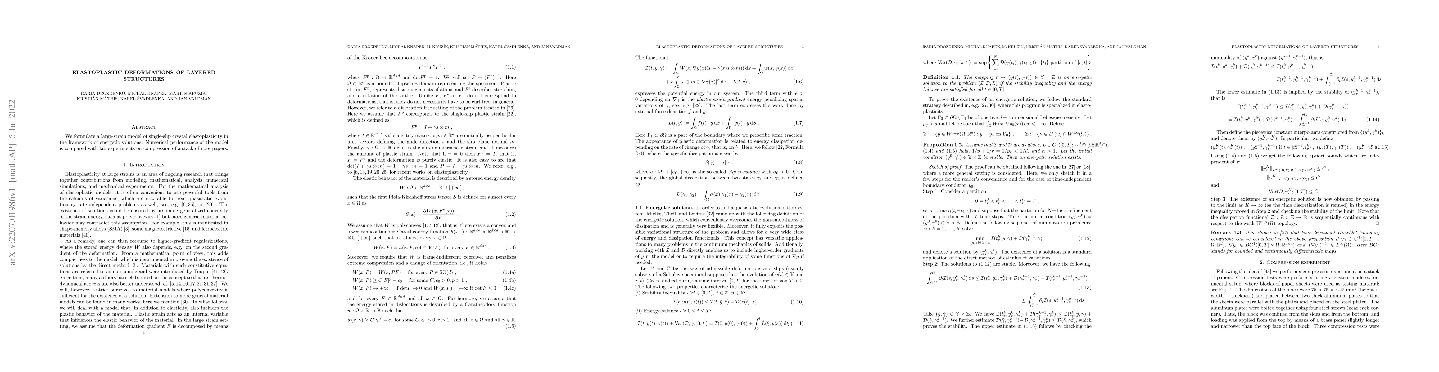 Thumbnail for Elastoplastic deformations of layered structures