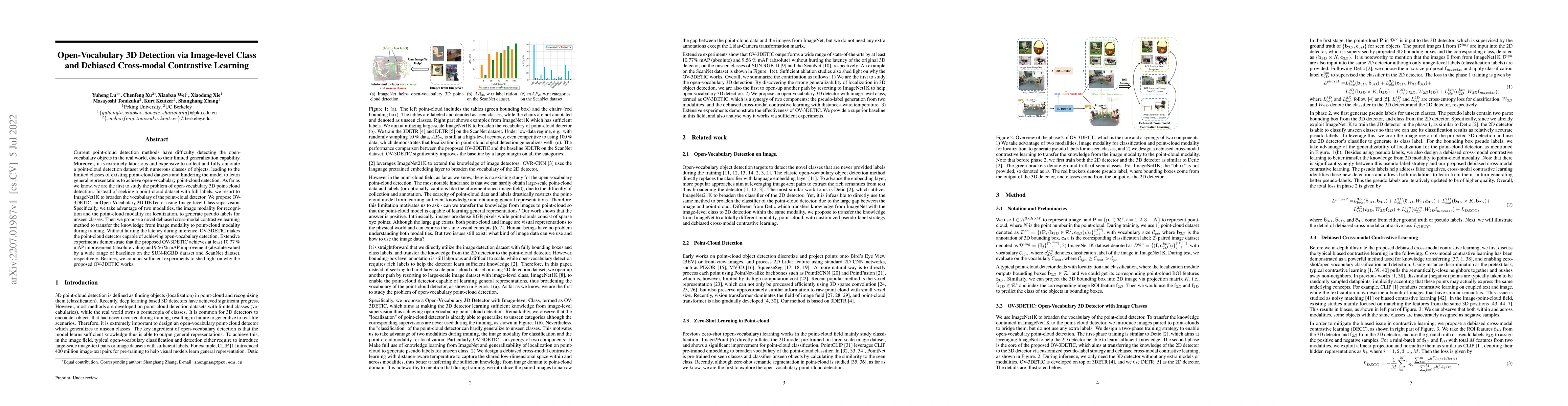 Thumbnail for Open-Vocabulary 3D Detection via Image-level Class and Debiased
  Cross-modal Contrastive Learning