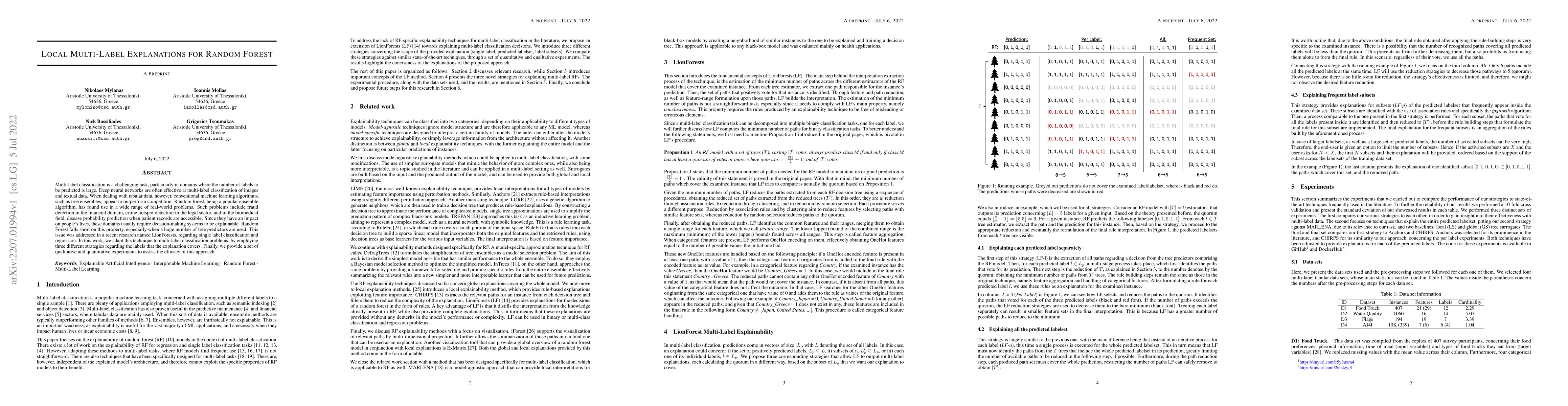 Thumbnail for Local Multi-Label Explanations for Random Forest