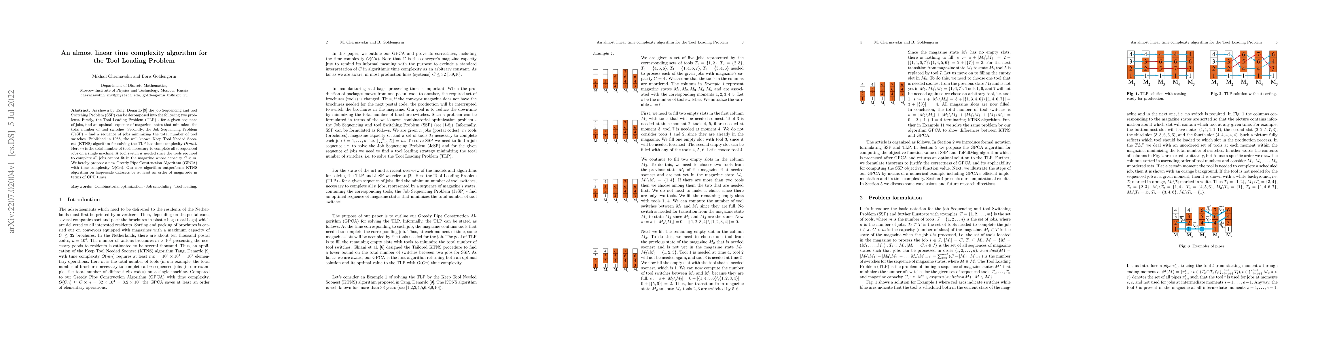 Thumbnail for An almost linear time complexity algorithm for the Tool Loading Problem