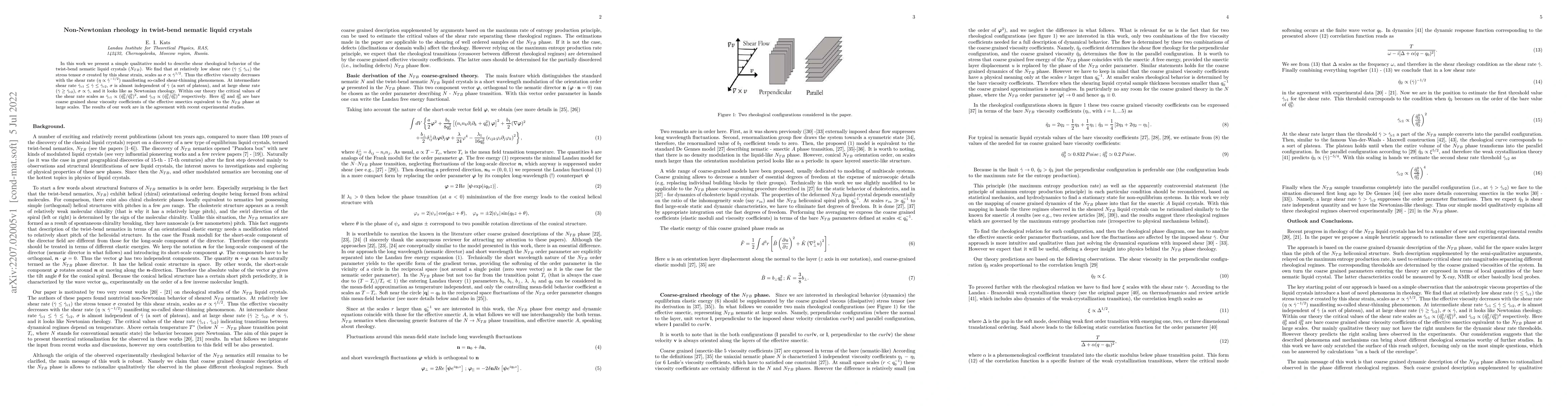 Thumbnail for Non-Newtonian rheology in twist-bend nematic liquid crystals