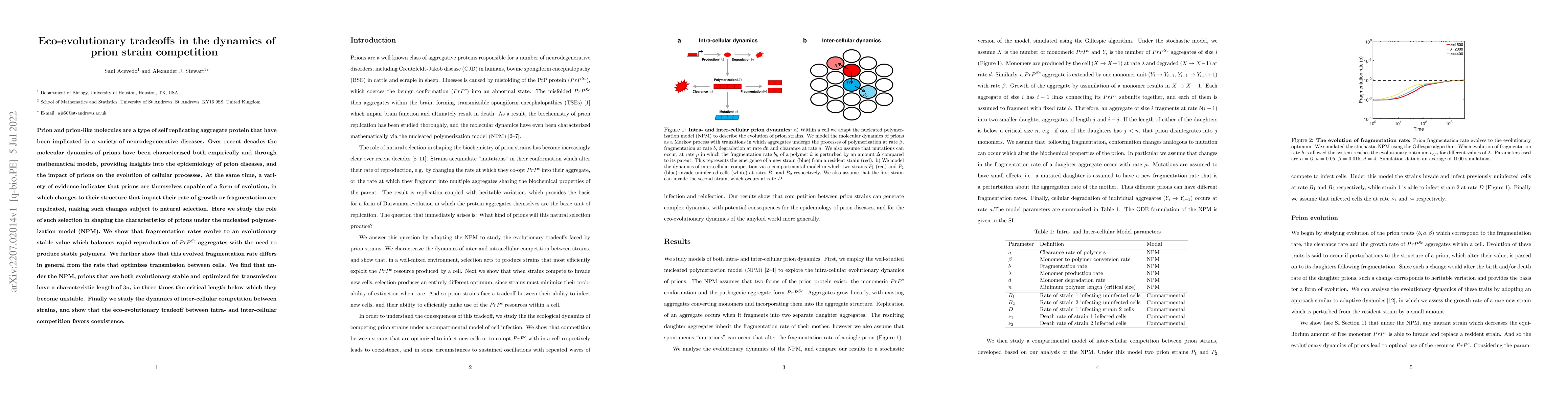Thumbnail for Eco-evolutionary tradeoffs in the dynamics of prion strain competition