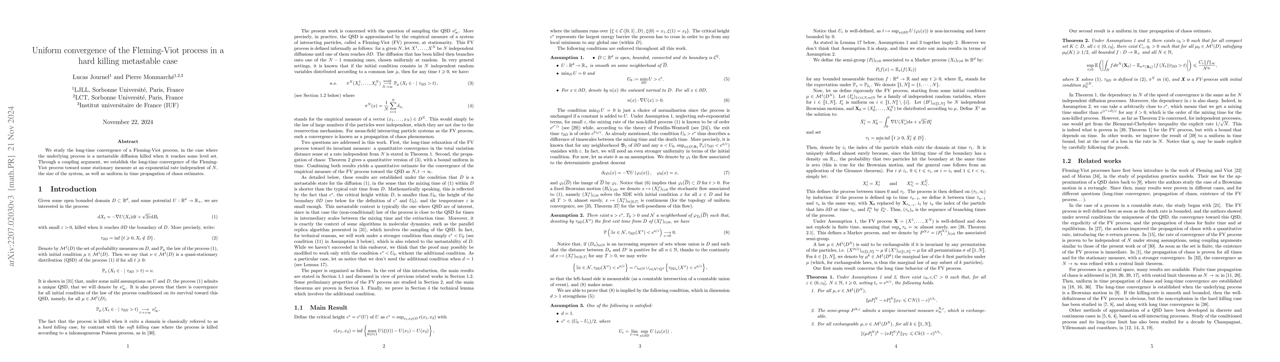 Thumbnail for Uniform convergence of the Fleming-Viot process in a hard killing
  metastable case