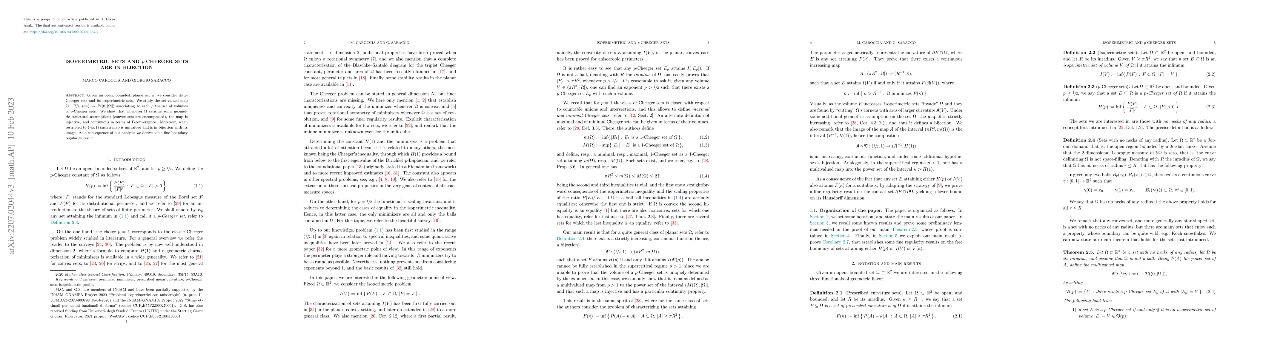 Thumbnail for Isoperimetric sets and $p$-Cheeger sets are in bijection