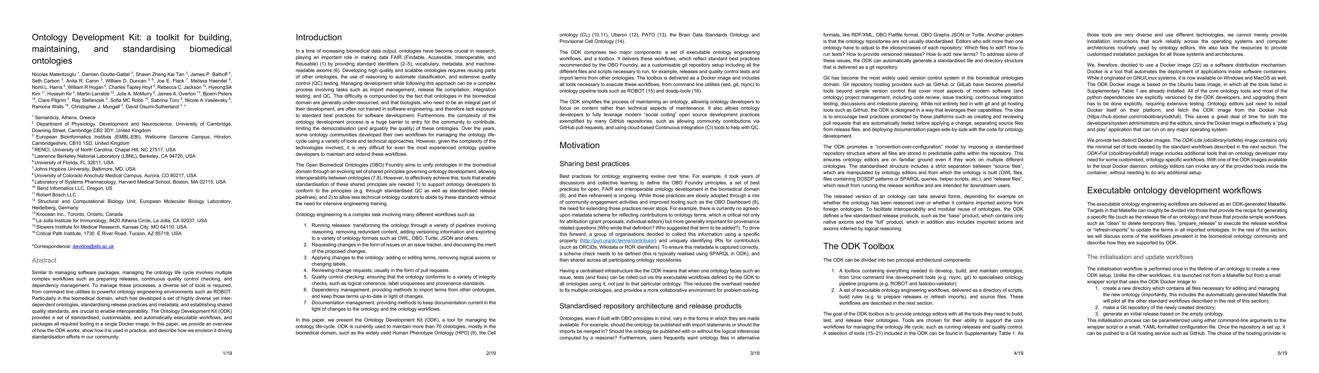 Thumbnail for Ontology Development Kit: a toolkit for building, maintaining, and
  standardising biomedical ontologies