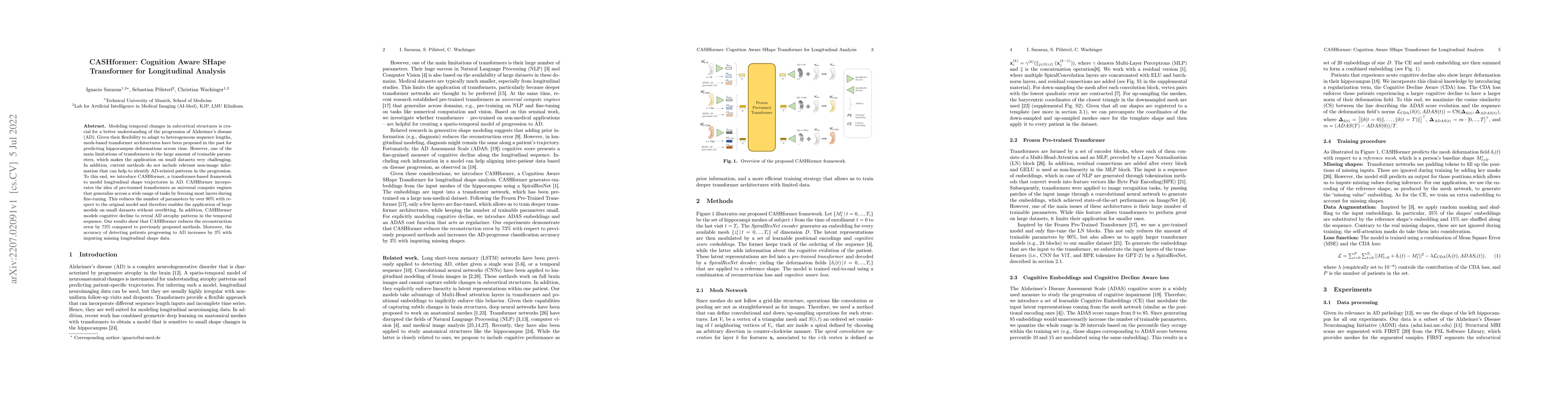 Thumbnail for CASHformer: Cognition Aware SHape Transformer for Longitudinal Analysis