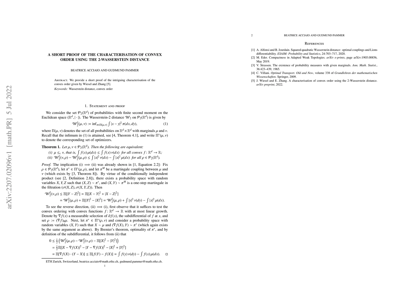 Thumbnail for A short proof of the characterisation of convex order using the
  2-Wasserstein distance