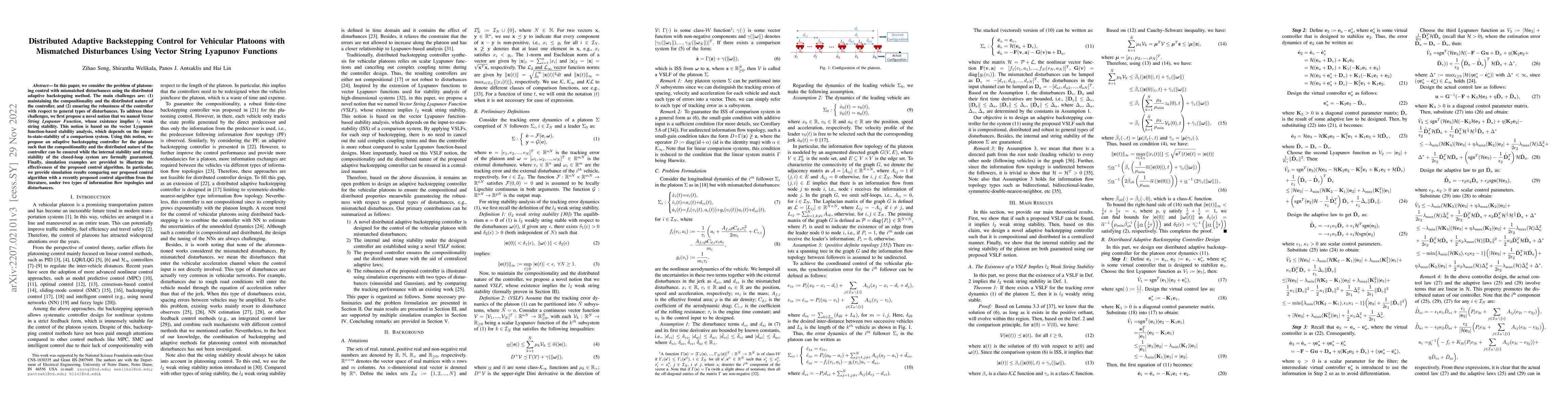 Thumbnail for Distributed Adaptive Backstepping Control for Vehicular Platoons with
  Mismatched Disturbances Using Vector String Lyapunov Functions