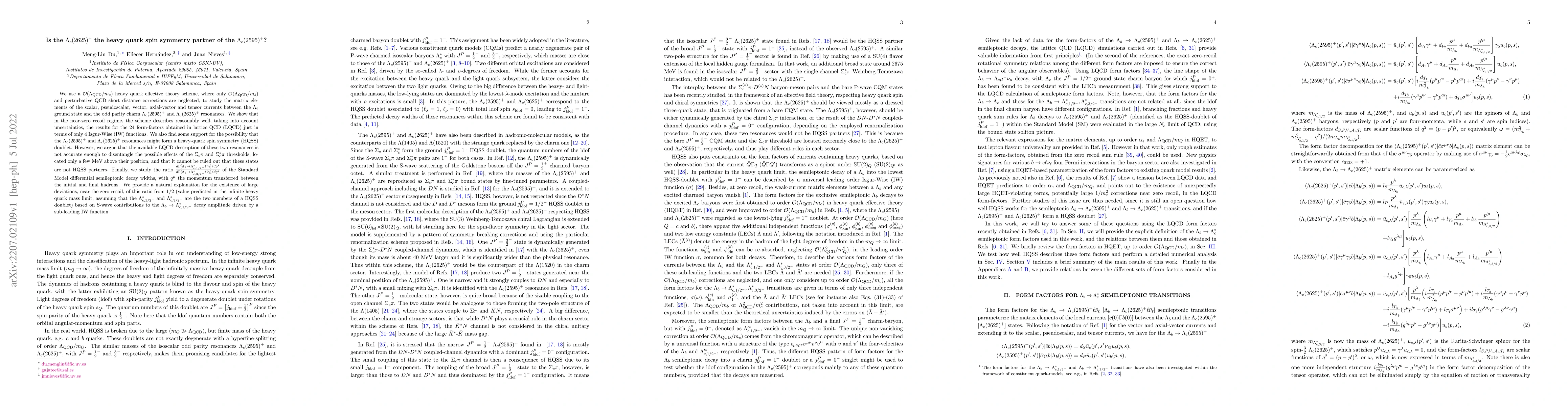Thumbnail for Is the $\Lambda_c(2625)^+$ the heavy quark spin symmetry partner of the
  $\Lambda_c(2595)^+$?