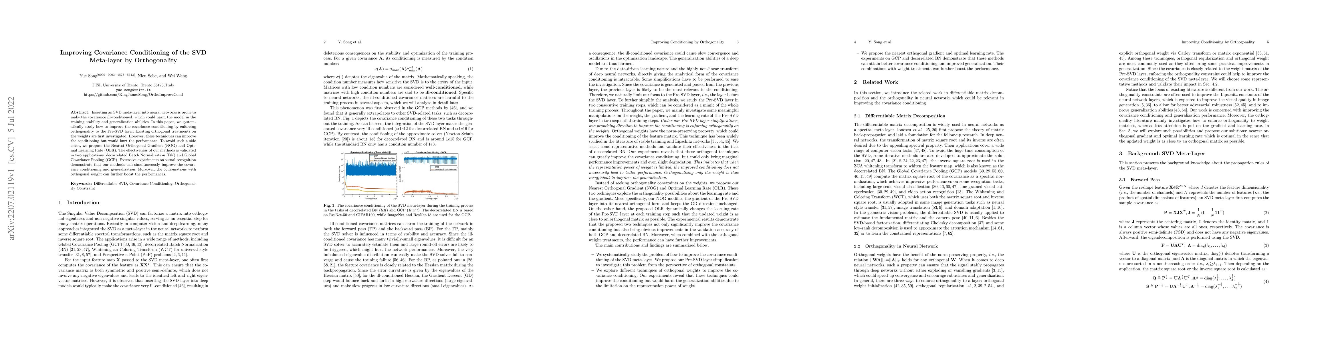 Thumbnail for Improving Covariance Conditioning of the SVD Meta-layer by Orthogonality