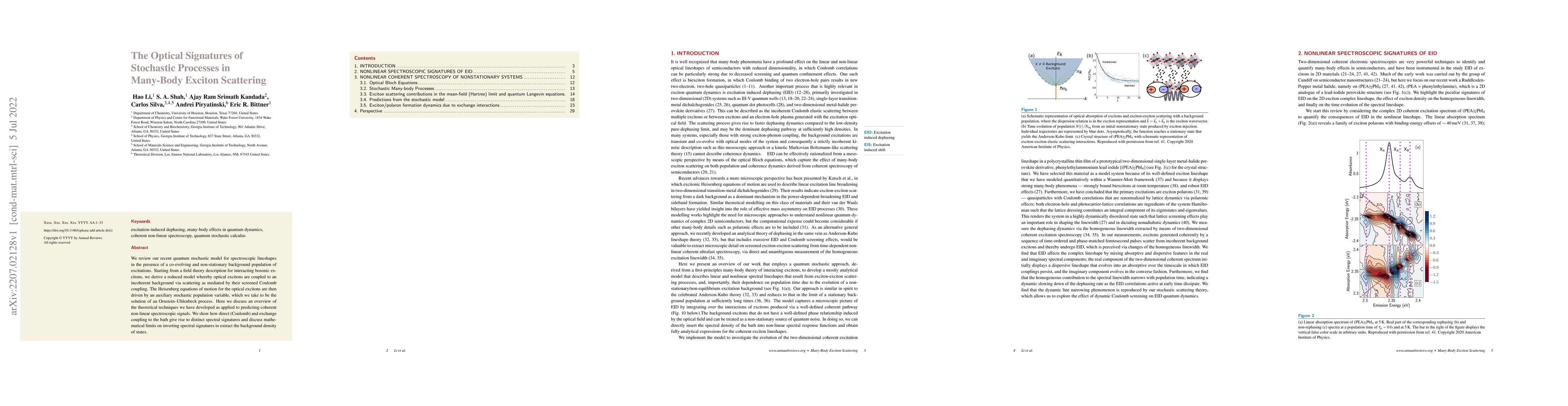 Thumbnail for The Optical Signatures of Stochastic Processes in Many-Body Exciton
  Scattering