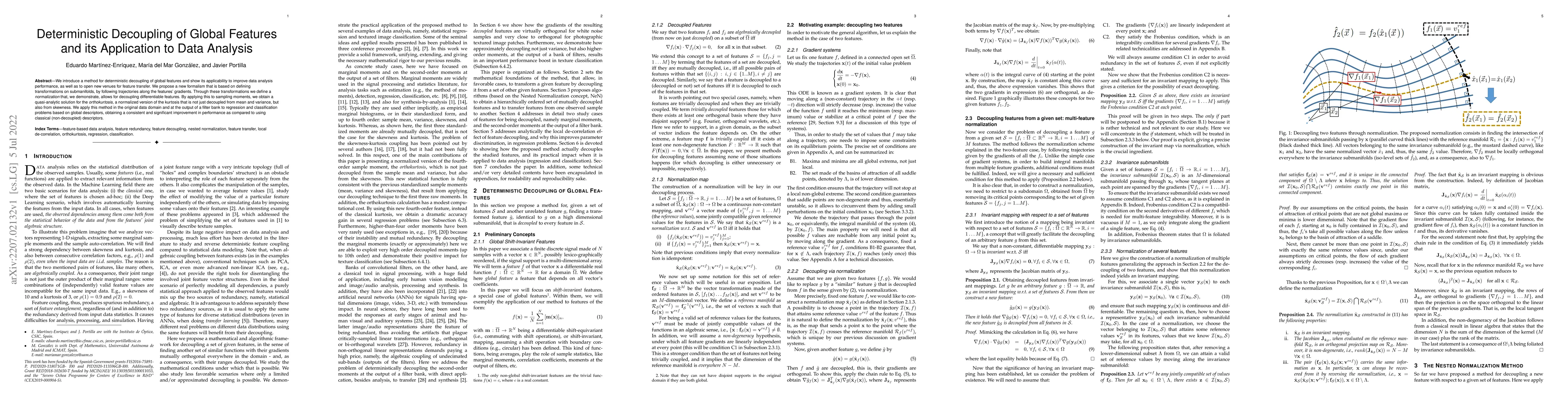 Thumbnail for Deterministic Decoupling of Global Features and its Application to Data
  Analysis