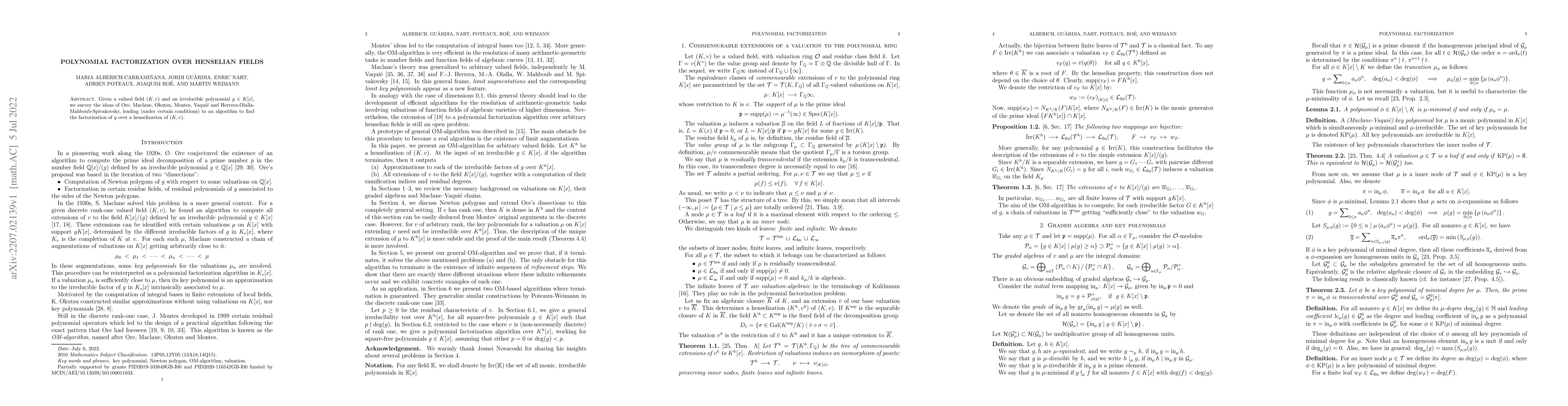 Thumbnail for Polynomial factorization over henselian fields