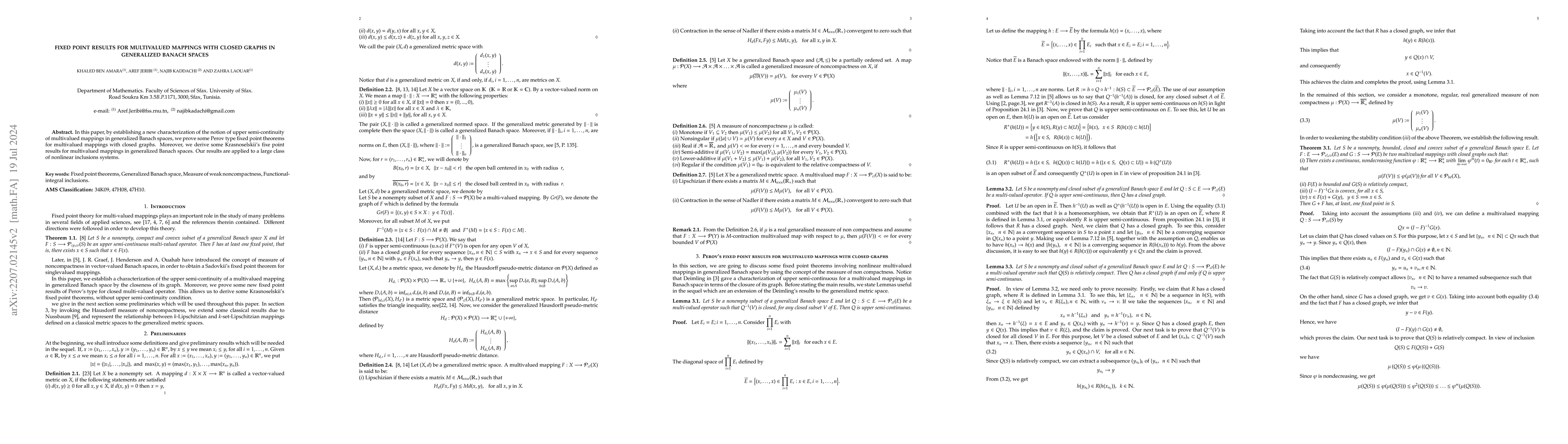 Thumbnail for Fixed point results for multivalued mapping with closed graphs in
  generalized Banach spaces