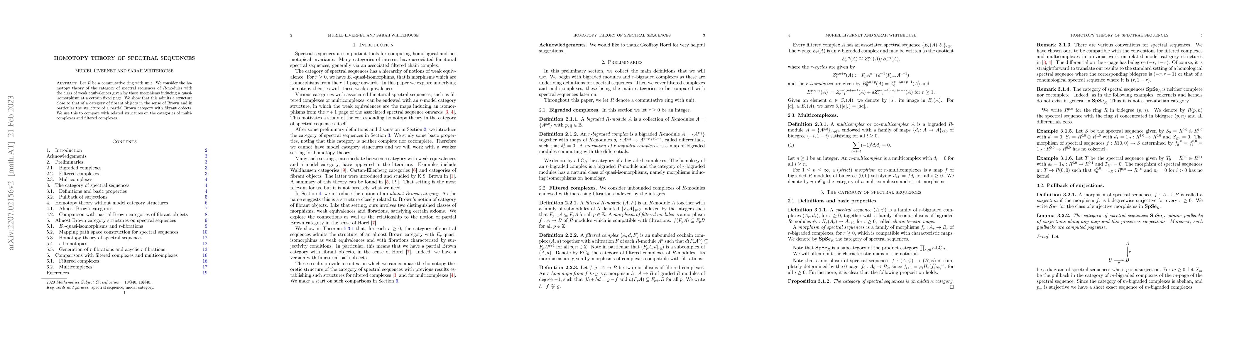 Thumbnail for Homotopy theory of spectral sequences