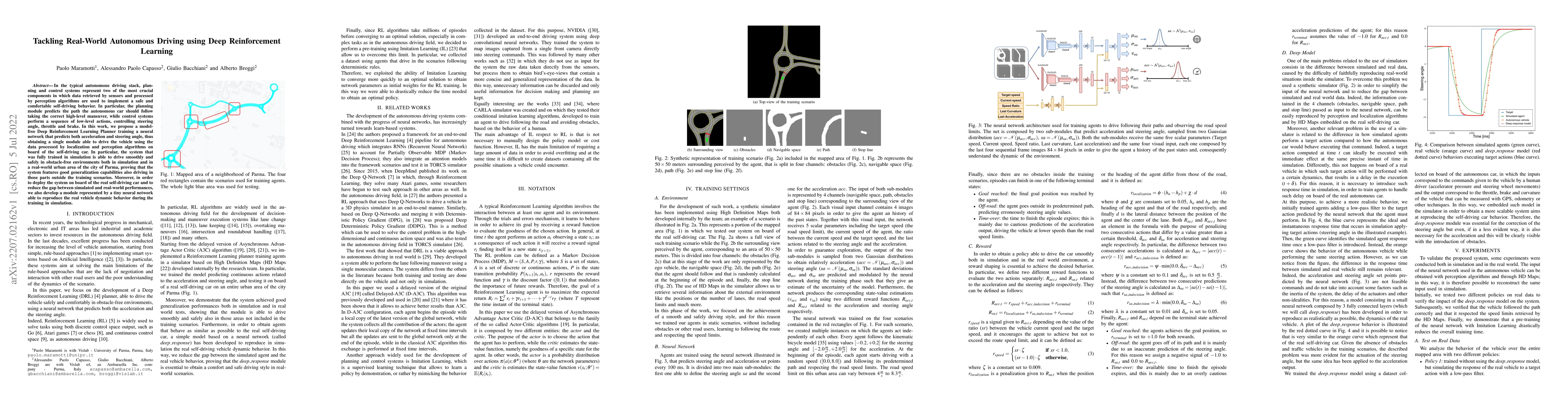 Thumbnail for Tackling Real-World Autonomous Driving using Deep Reinforcement Learning