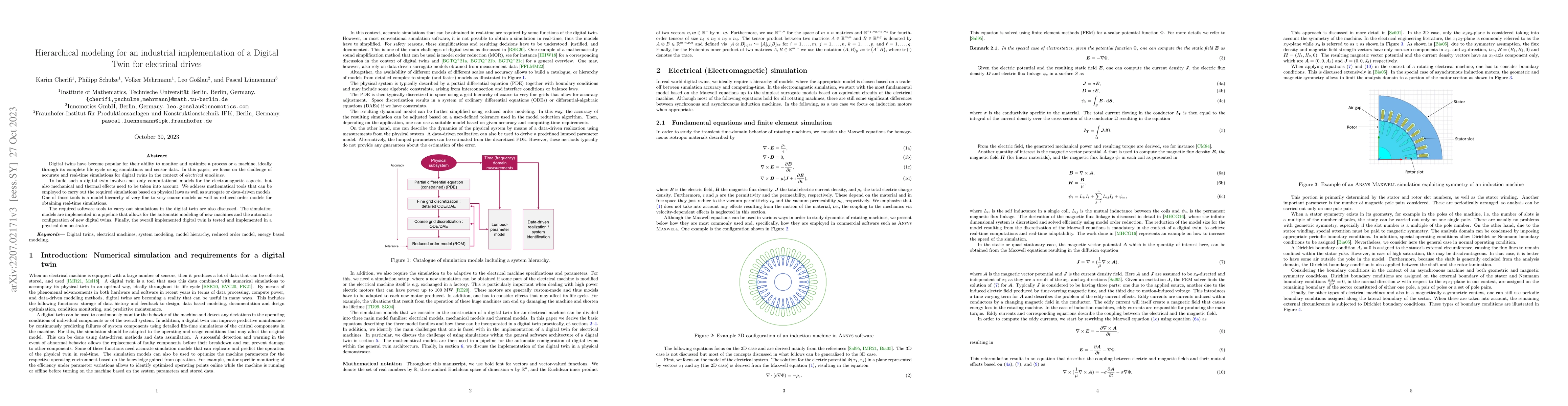 Thumbnail for Hierarchical modeling for an industrial implementation of a Digital Twin
  for electrical drives