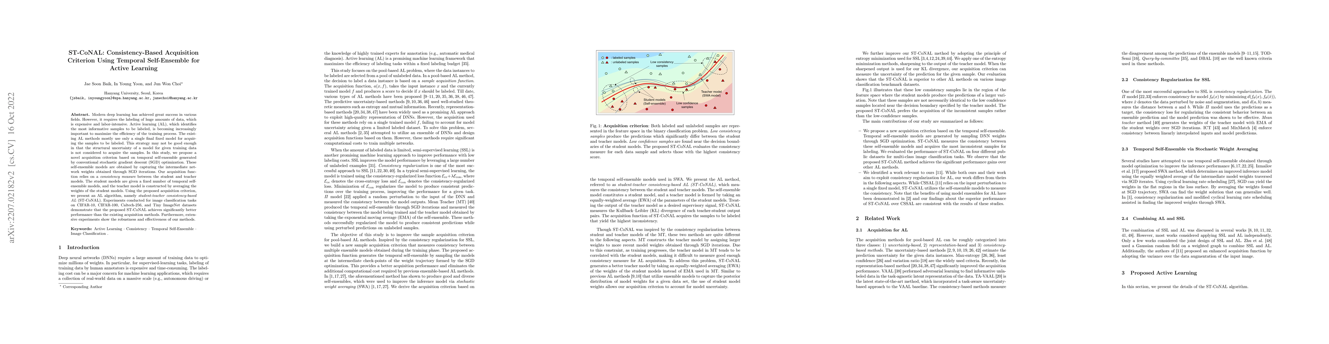 Thumbnail for ST-CoNAL: Consistency-Based Acquisition Criterion Using Temporal
  Self-Ensemble for Active Learning