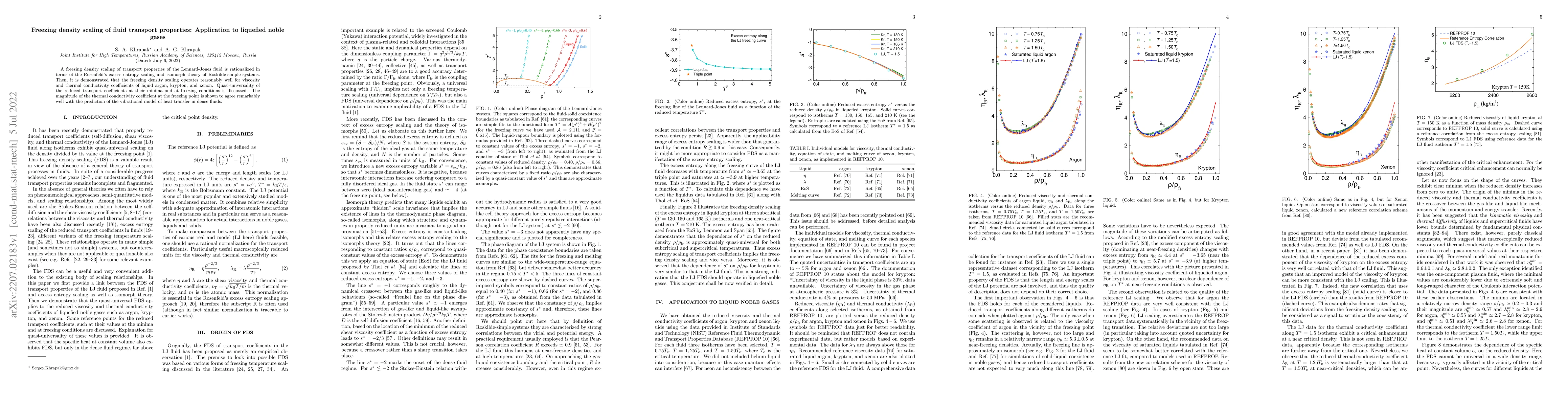 Thumbnail for Freezing density scaling of fluid transport properties: Application to
  liquefied noble gases