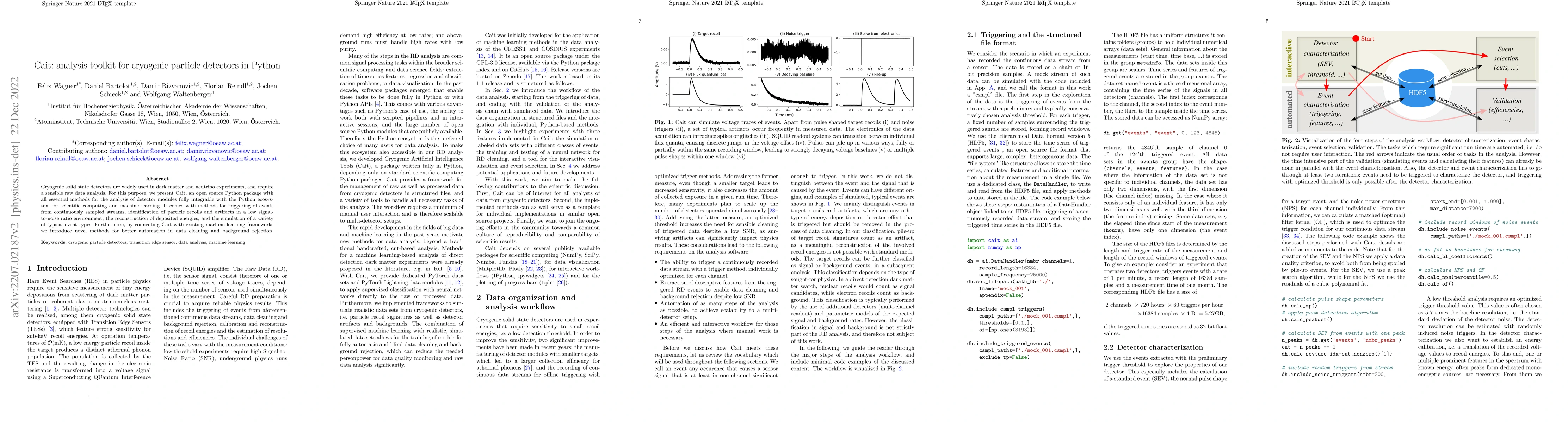 Thumbnail for Cait: analysis toolkit for cryogenic particle detectors in Python
