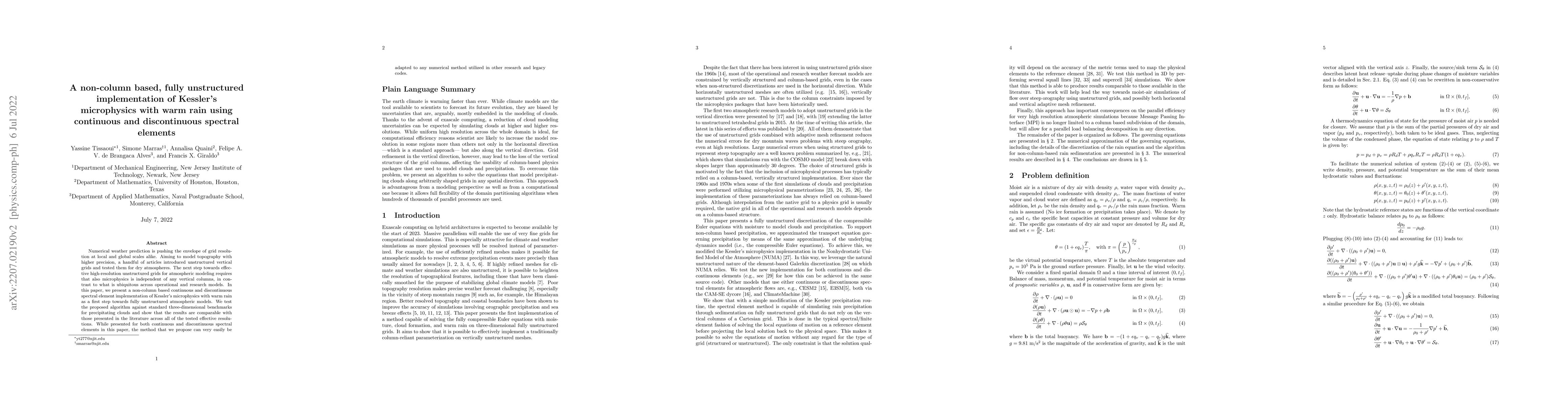 Thumbnail for A non column based fully unstructured implementation of Kessler s
  microphysics with warm rain using continuous and discontinuous spectral
  elements