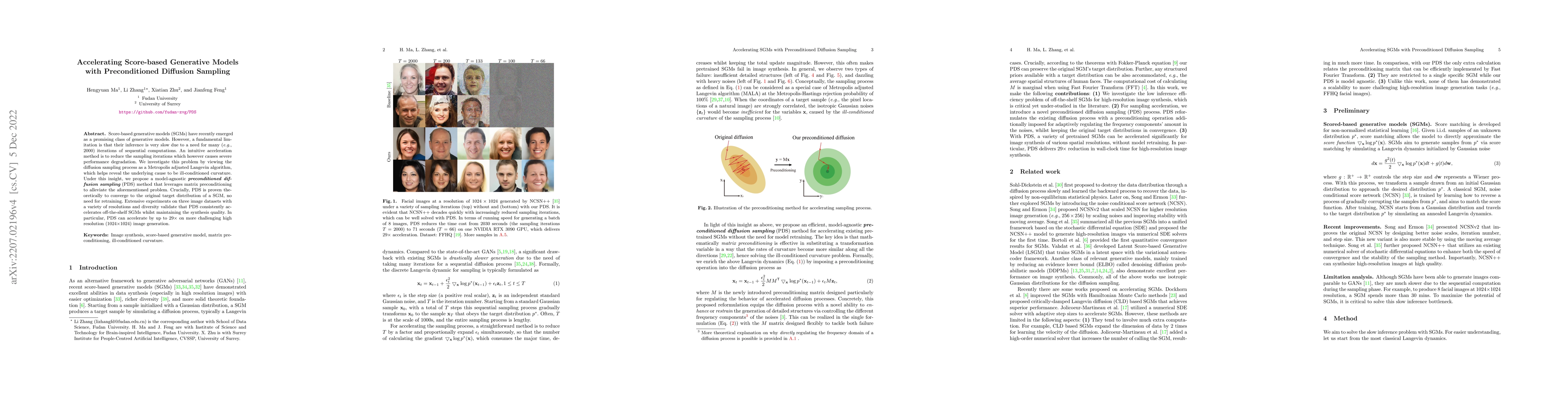 Thumbnail for Accelerating Score-based Generative Models with Preconditioned Diffusion
  Sampling