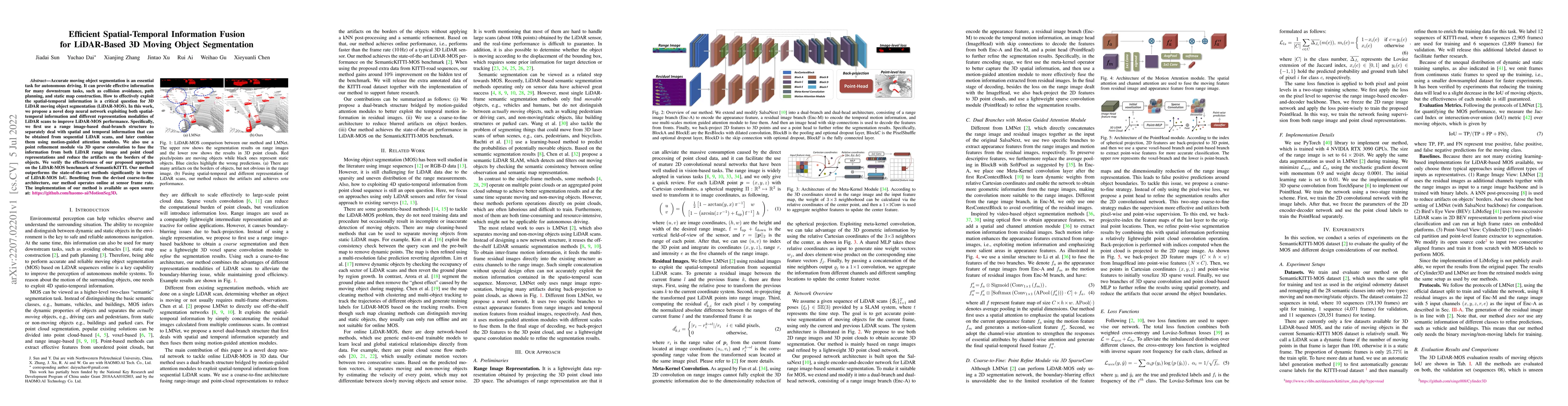 Thumbnail for Efficient Spatial-Temporal Information Fusion for LiDAR-Based 3D Moving
  Object Segmentation